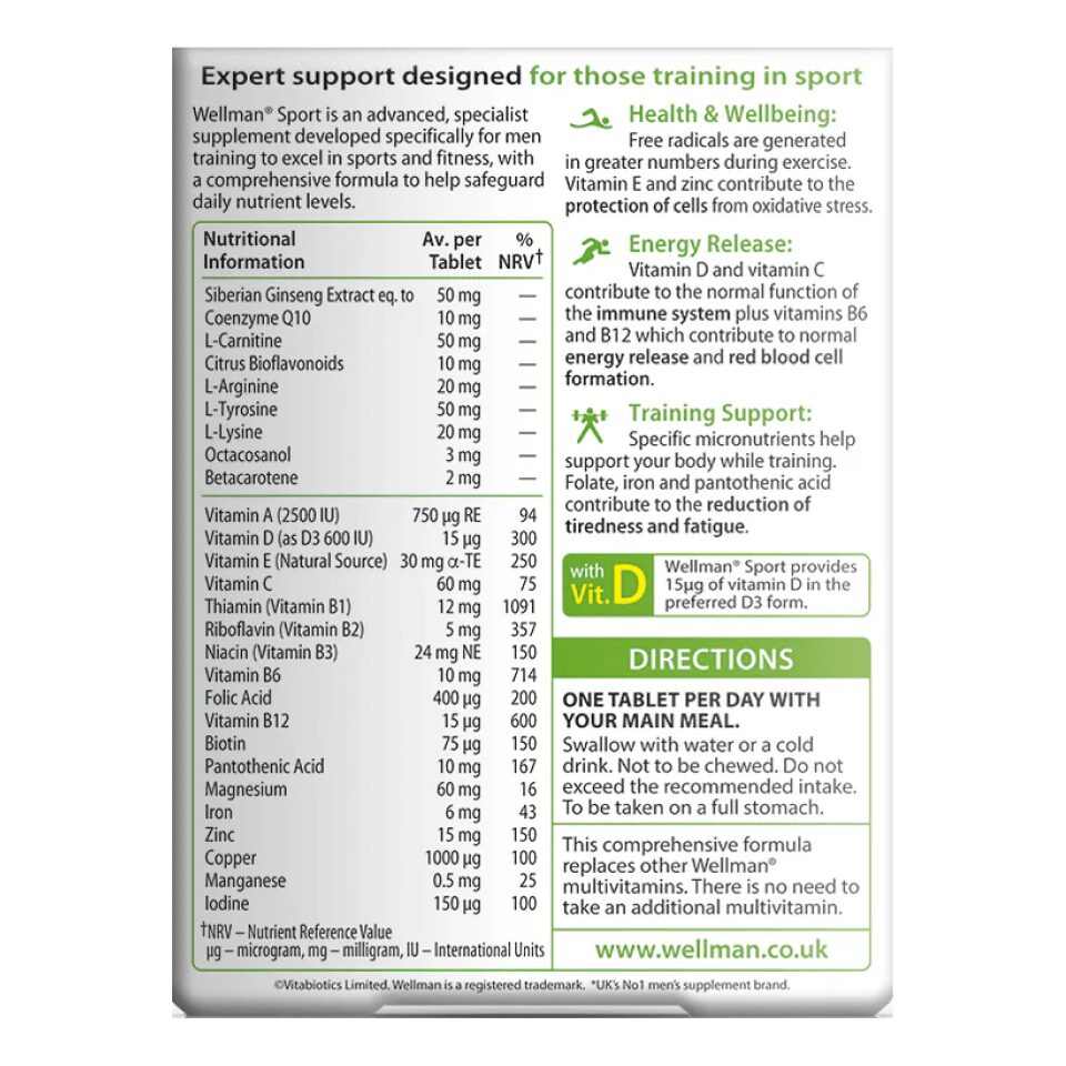 Vitabiotics Wellman Sport 30 Tablets