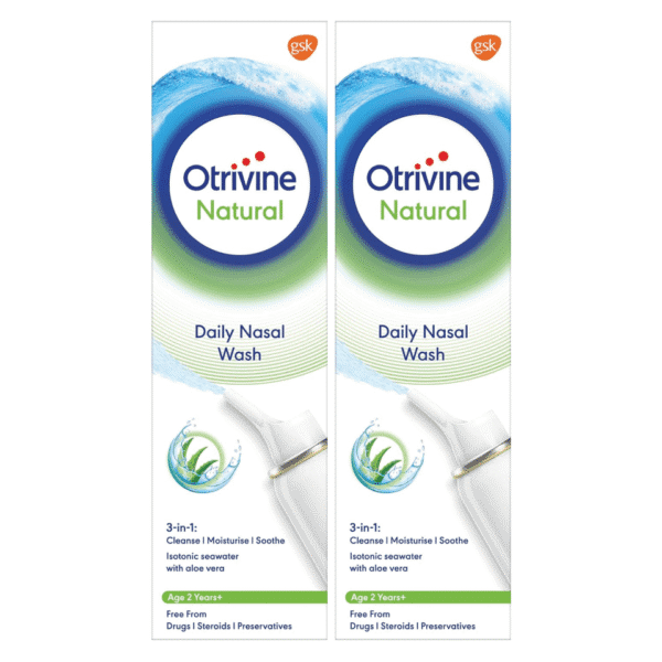 Otrivine Natural Daily Nasal Wash With Aloe Vera Blocked Nose Relief 100ml Pack : 2
