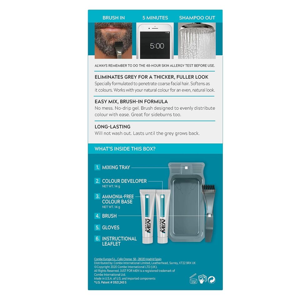 Just For Men Moustache & Beard Gel Dark Brown Black M45 Pack : 3