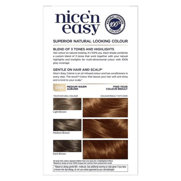 Clairol Nice'n Easy Creme Permanent Hair Dye 5WR Medium Warm Auburn Pack : 2