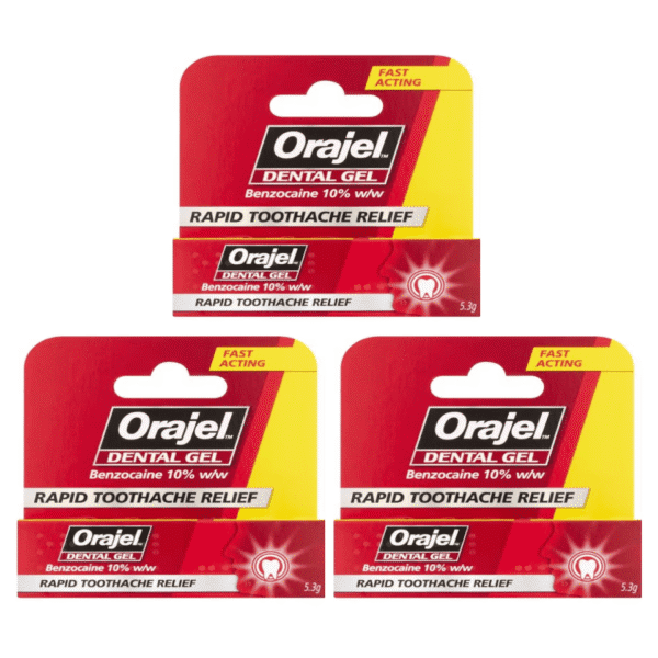 Orajel Dental Gel Rapid Toothache Relief Benzocaine 5.3g Pack : 3
