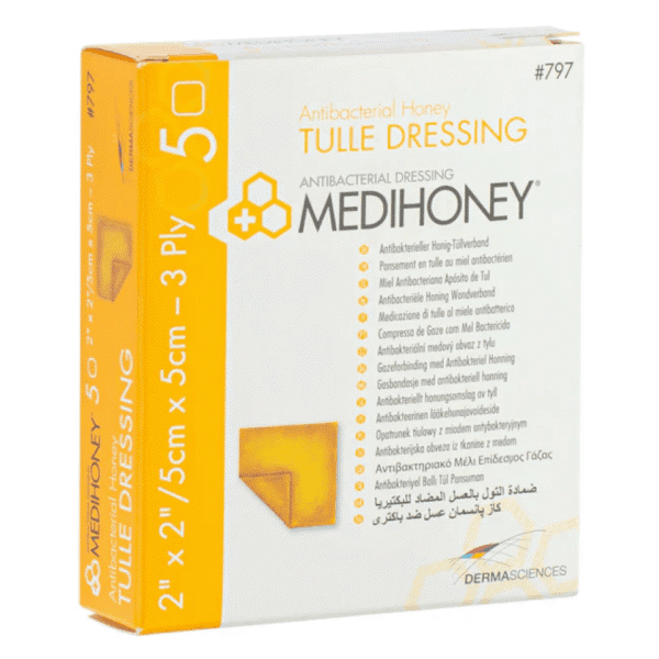 Medihoney Antibacterial Honey Tulle Dressing 5cm x 5cm | 5 Pcs