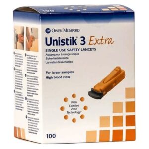 Unistik 3 Extra Safety Lancets 100's with Comfort Zone Technology
