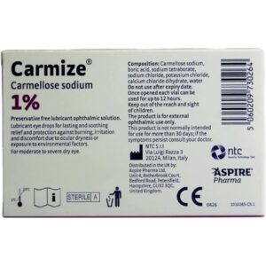 Carmize Carmellose Dry Eye Drops Sodium Tears Vials 30 X 0.4ml