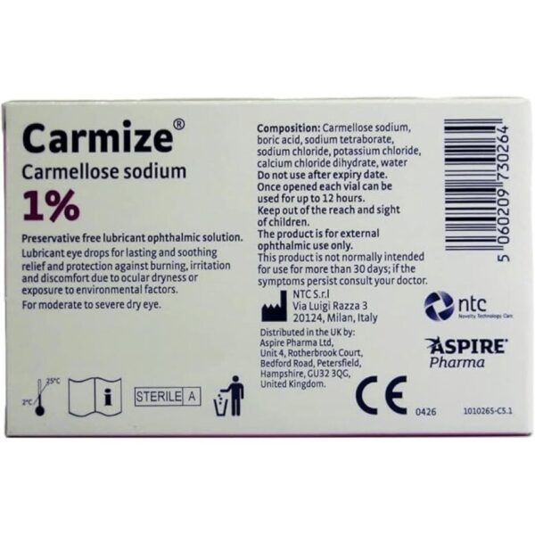 Carmize Carmellose Dry Eye Drops Sodium Tears Vials 30 X 0.4ml