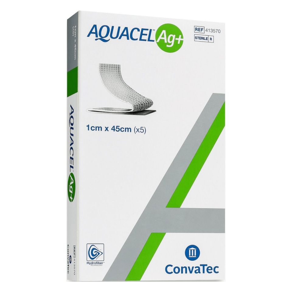 Aquacel AG+ Ribbon Silver Hydrofiber Wound Dressing 1cm x 45cm | 5 Pcs