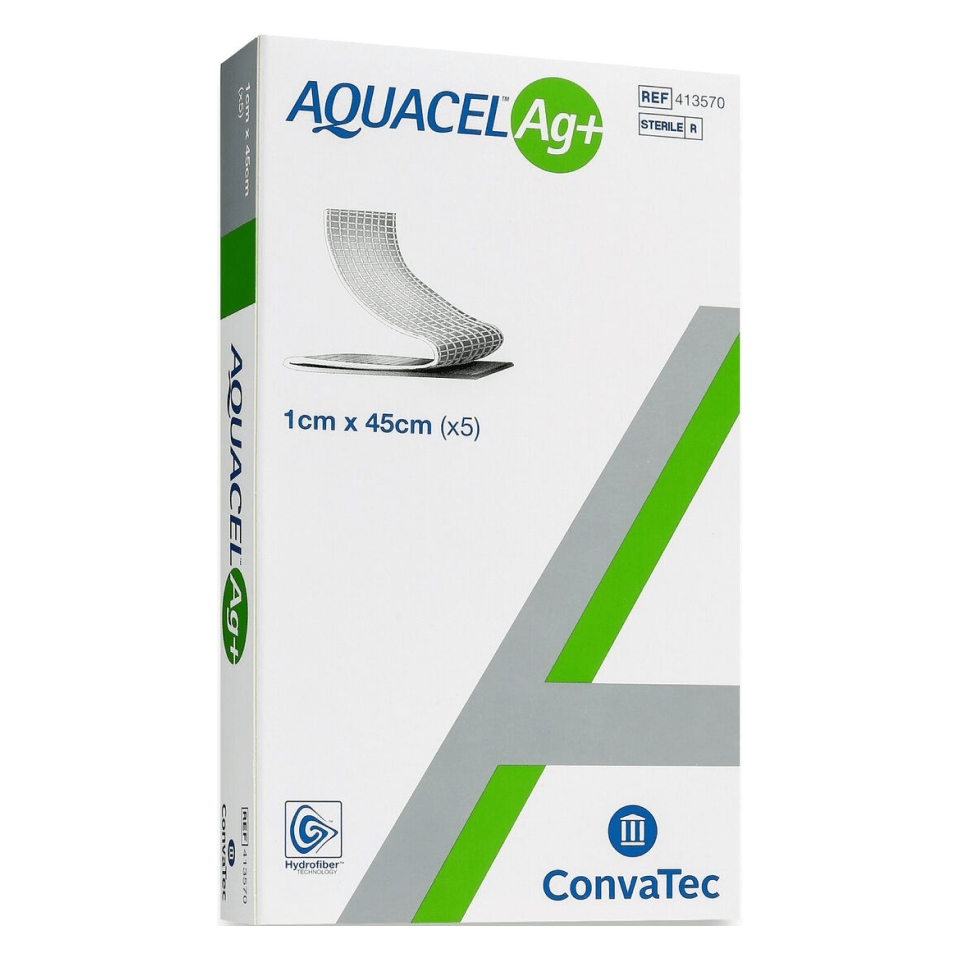 Aquacel AG+ Ribbon Silver Hydrofiber Wound Dressing 1cm x 45cm | 5 Pcs