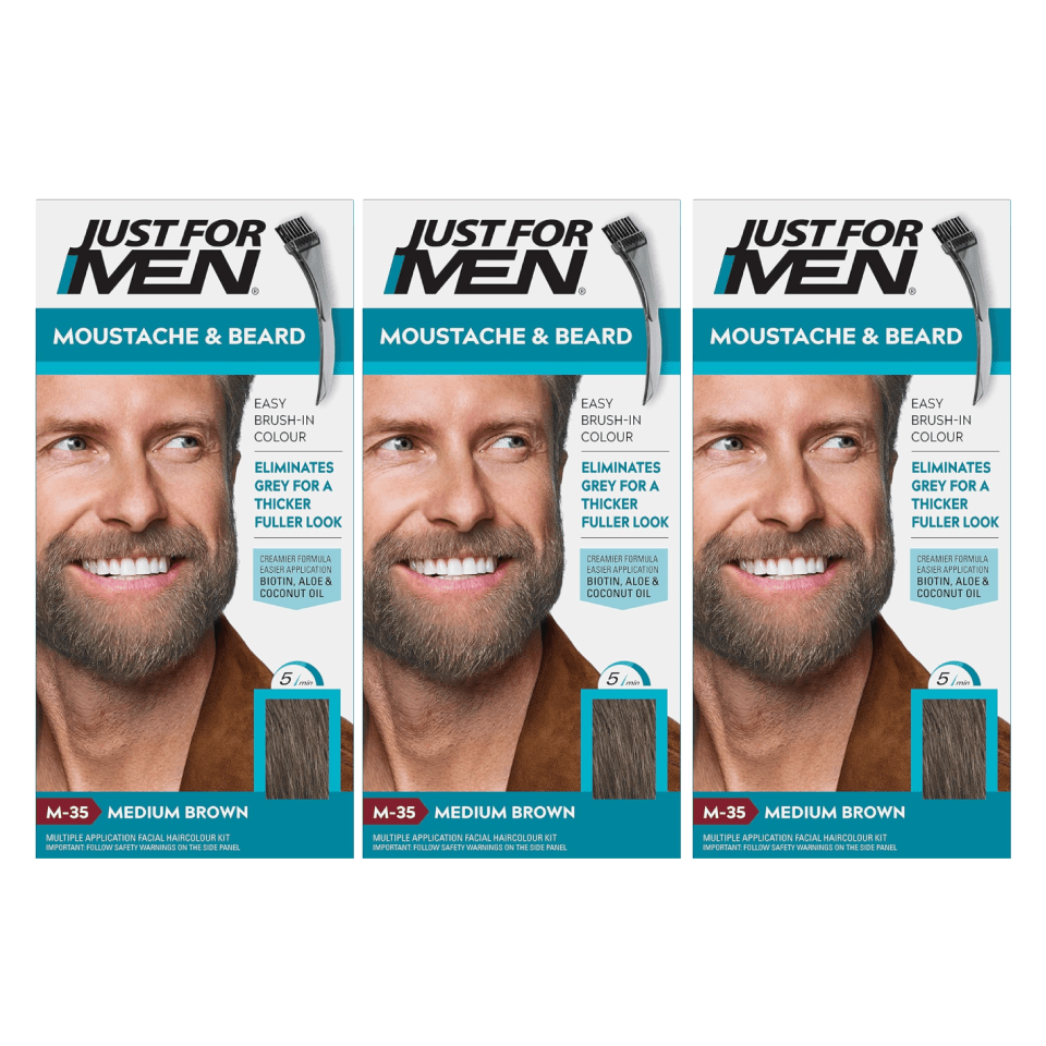 Just For Men Medium Brown Moustache and Beard Dye M35 Pack : 3