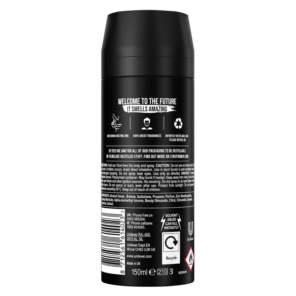 Lynx Black Deodorant & Body Spray 150ml Pack : 3