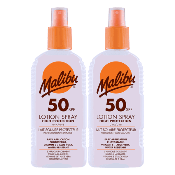 Malibu Sun Lotion Spray SPF 50 High Protection Water Resistant 200ml Pack : 2