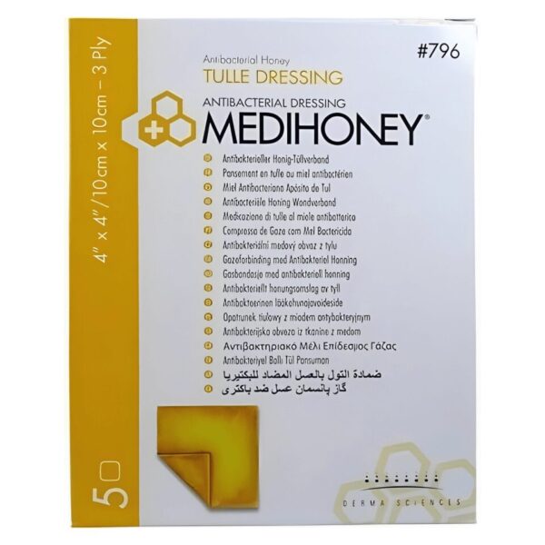 Medihoney Antibacterial Honey Tulle Dressing 10cm x 10cm | 5 Pcs