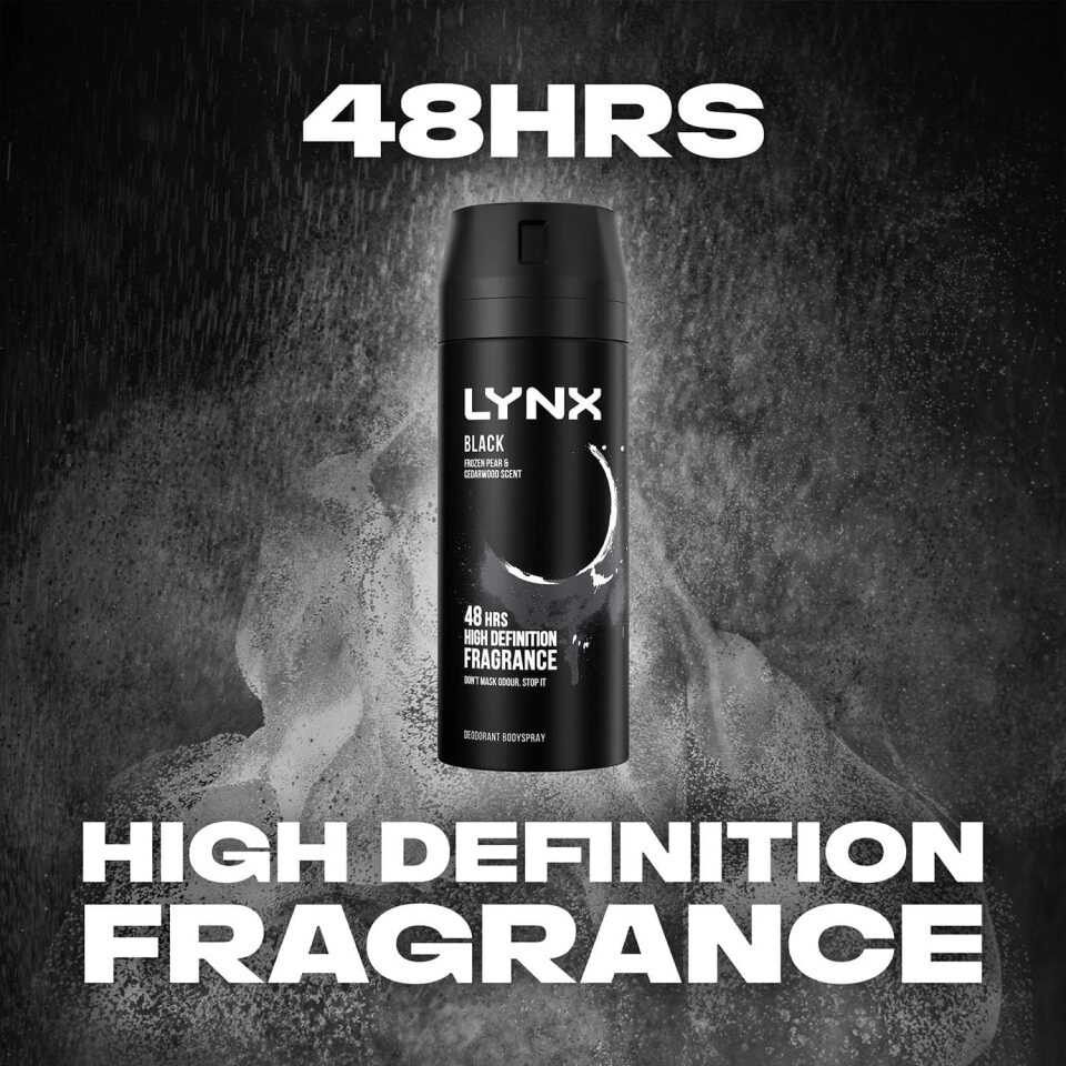 Lynx Black Deodorant & Body Spray 150ml Pack : 3