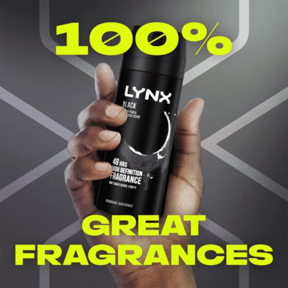 Lynx Black Deodorant & Body Spray 150ml Pack : 3