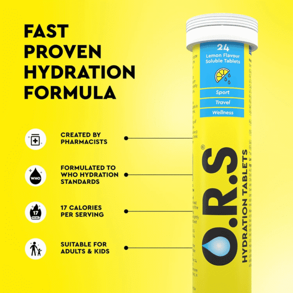 O.R.S Hydration Lemon Flavour Soluble 24 Tablets Pack : 2