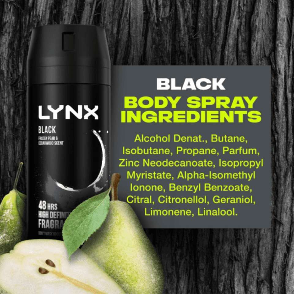 Lynx Black Deodorant & Body Spray 150ml Pack : 3