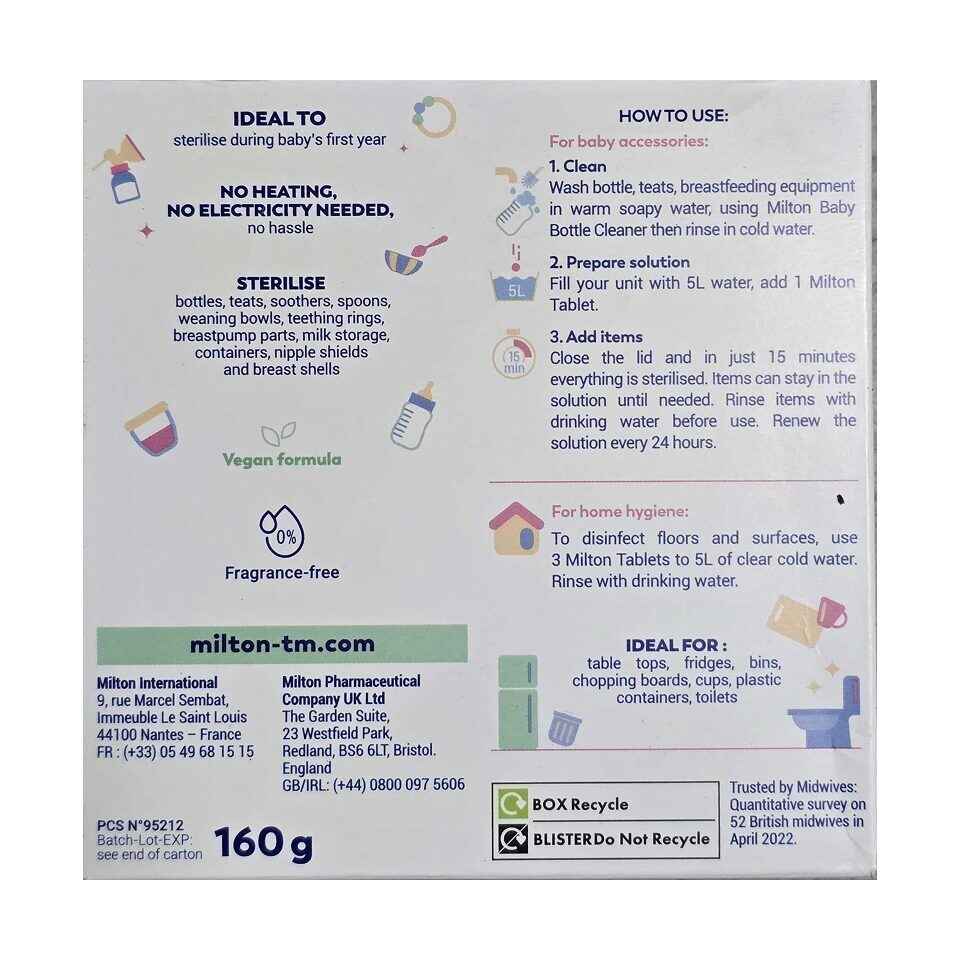 Milton Sterilising Tablets - Baby & Home - Bottle Hygiene 40 tablets